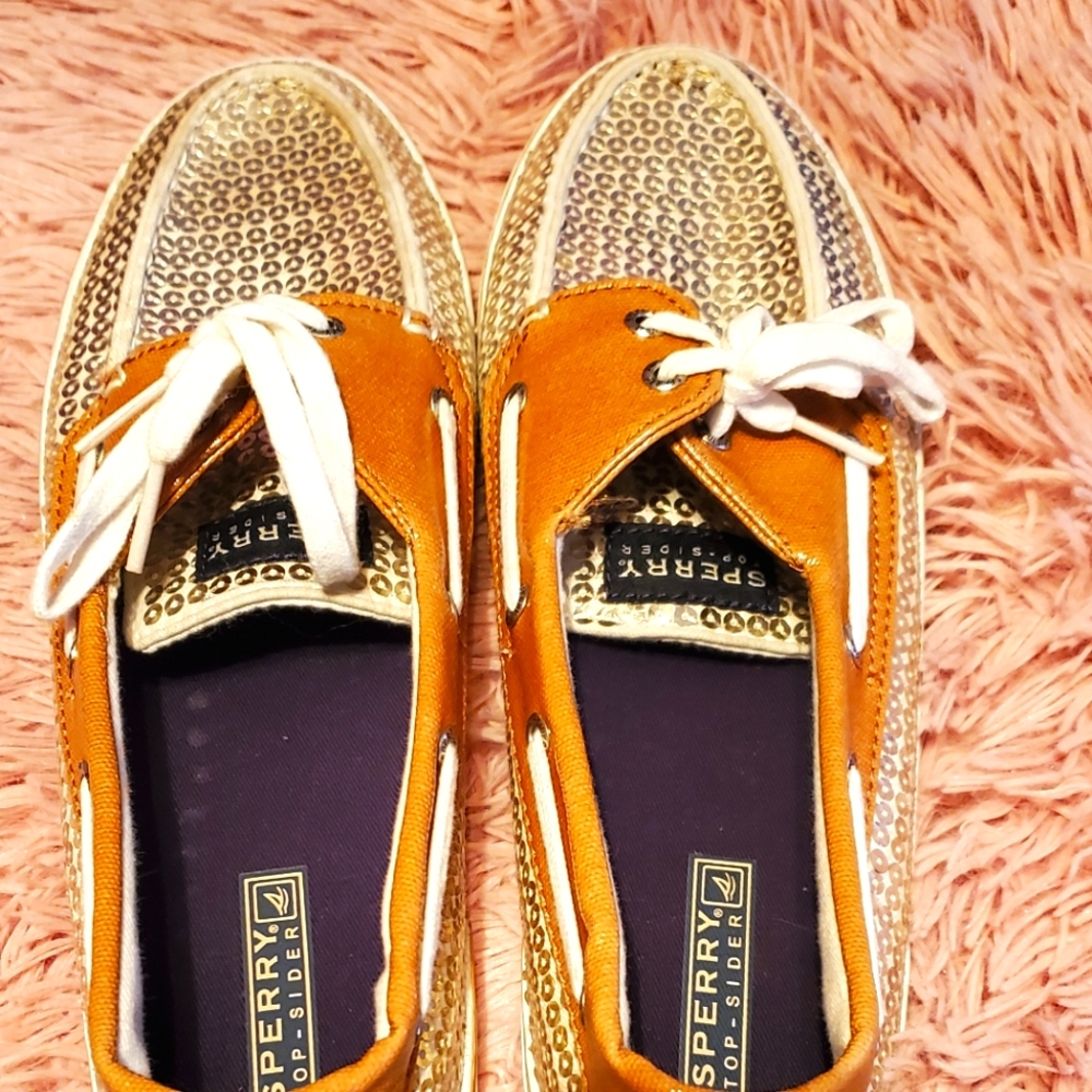Never worn Women's Sperry Top-Siders. Gold sequin. 11M